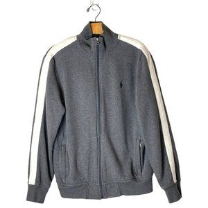 Polo Ralph Lauren Gray w/Cream Striped Sleeves Full-Zip Jacket Size M